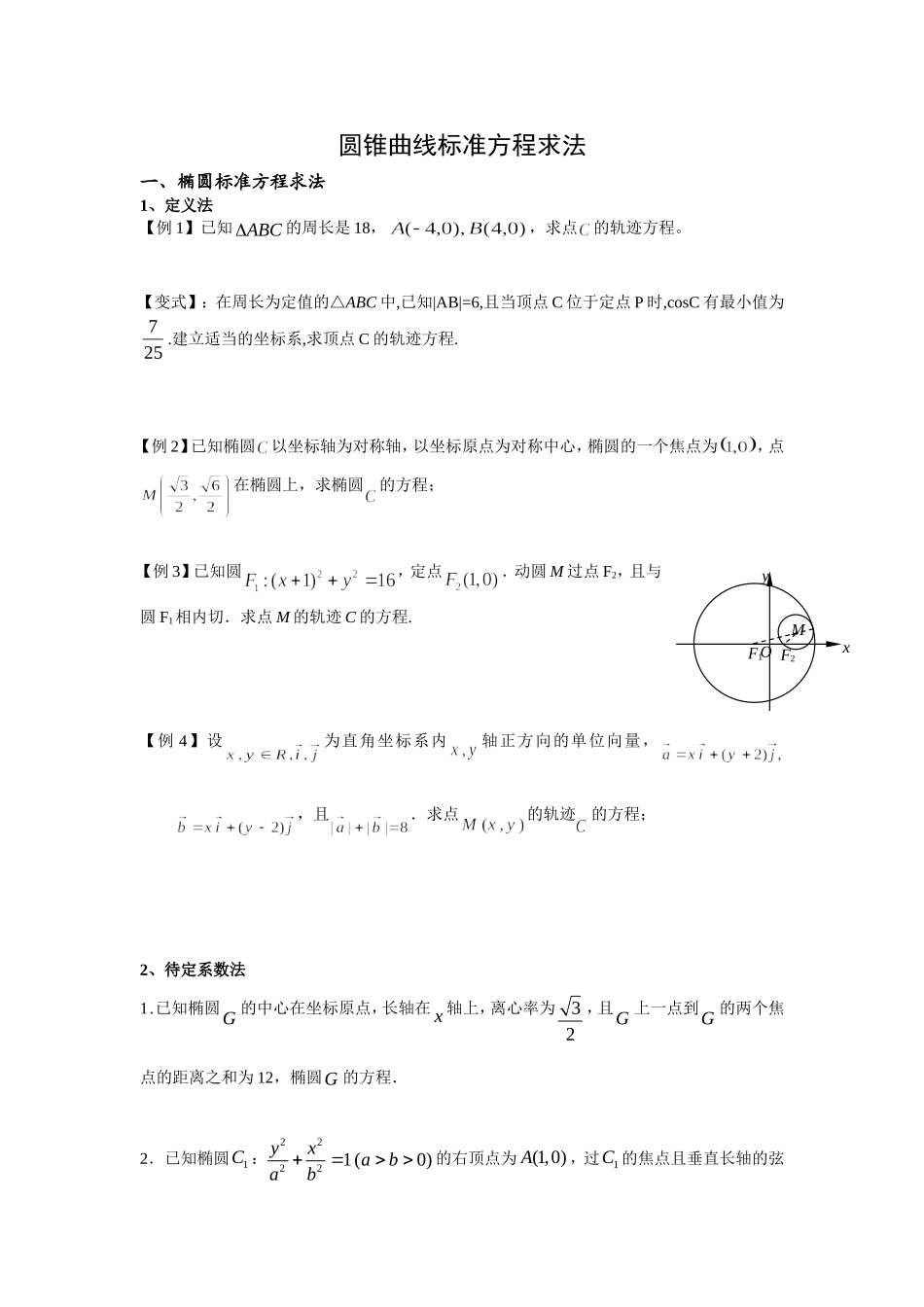 圆锥曲线标准方程求法(学生版)_第1页