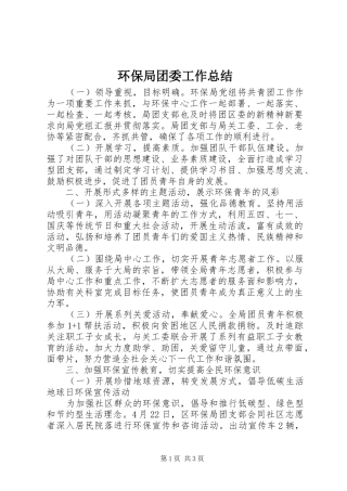 2024年环保局团委工作总结