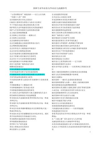 园林专业毕业论文选题参考