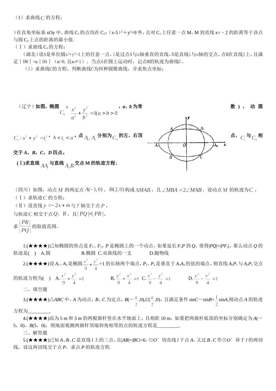 圆锥曲线轨迹方程经典例题_第3页