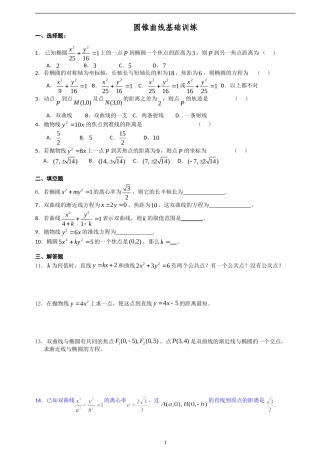 圆锥曲线基础题(有答案)