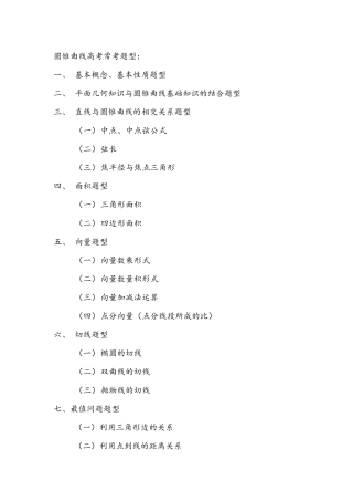 圆锥曲线经典高考常考题选编