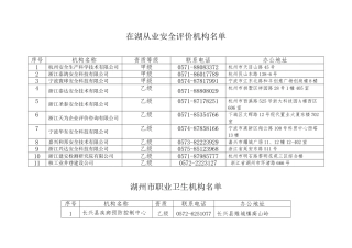 在湖从业安全评价机构名单