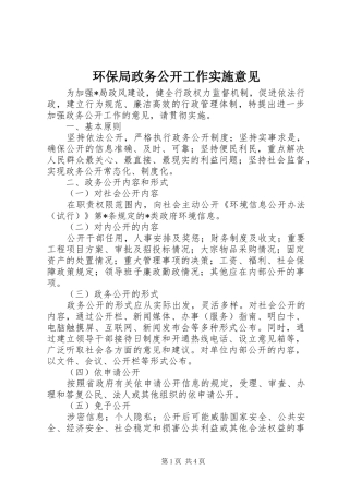 2024年环保局政务公开工作实施意见