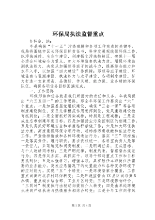 2024年环保局执法监督重点