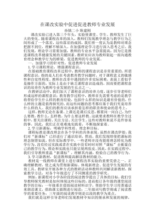 在课改实验中促进促进教师专业发展