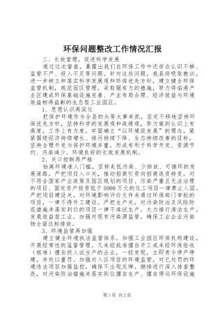 2024年环保问题整改工作情况汇报