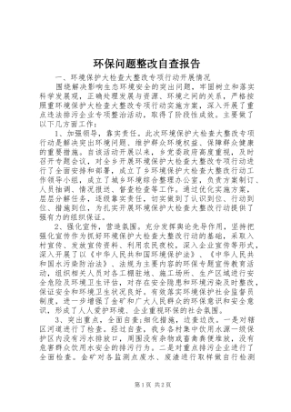 2024年环保问题整改自查报告