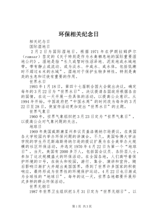 2024年环保相关纪念日