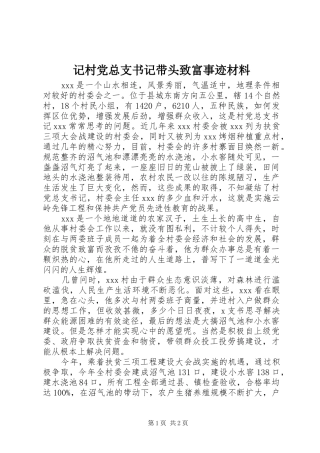 2024年记村党总支书记带头致富事迹材料