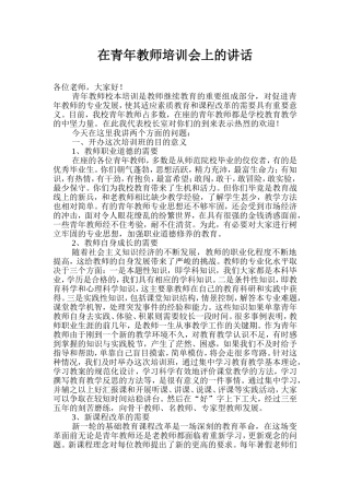 在青年教师培训会上的讲话
