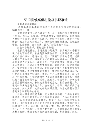 2024年记旧县镇高堡村党总书记事迹