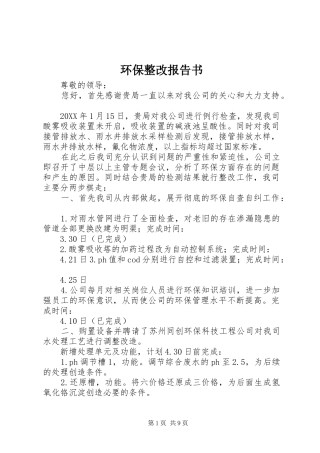 2024年环保整改报告书