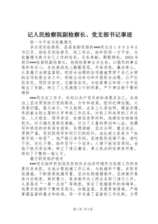 2024年记人民检察院副检察长党支部书记事迹