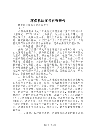 2024年环保执法案卷自查报告