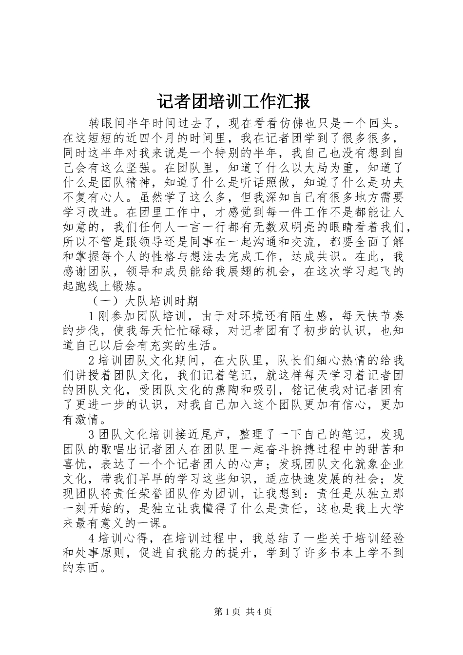 2024年记者团培训工作汇报_第1页