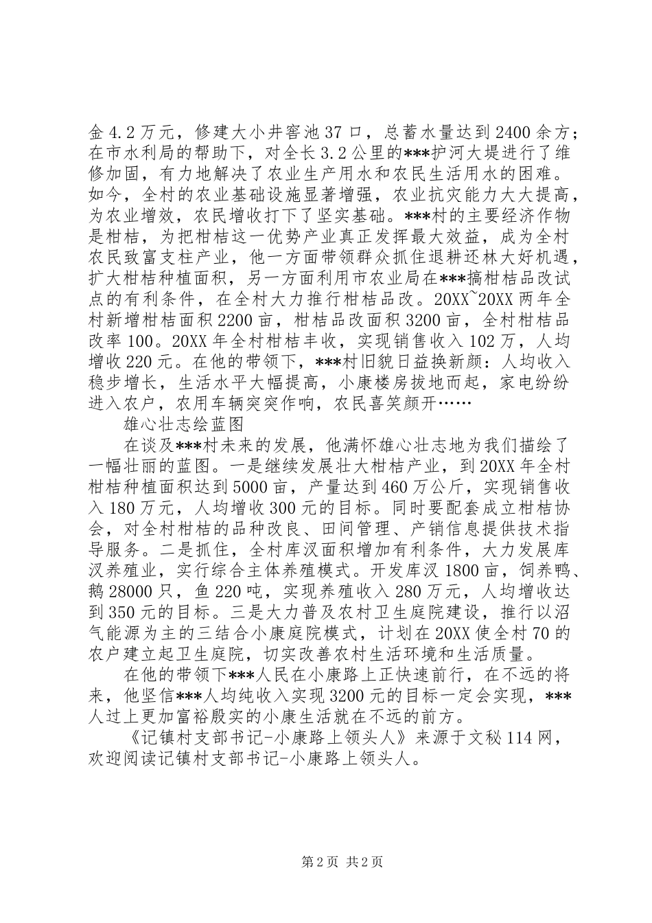 2024年记镇村支部书记小康路上领头人_第2页