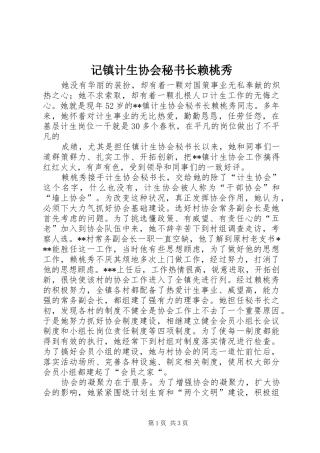 2024年记镇计生协会秘书长赖桃秀