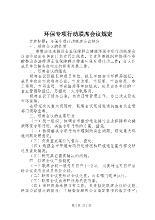 2024年环保专项行动联席会议规定