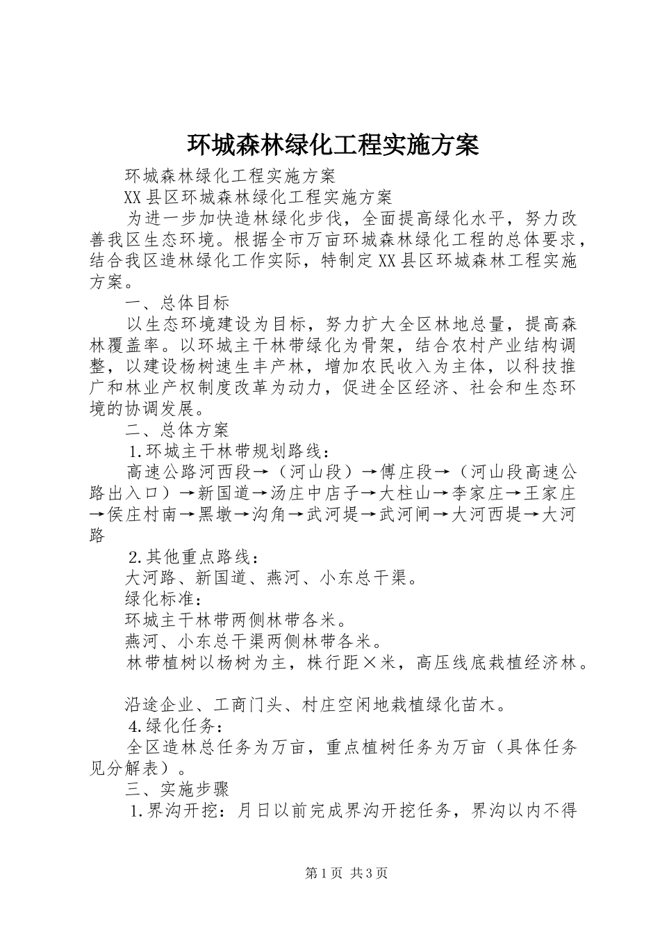 2024年环城森林绿化工程实施方案_第1页