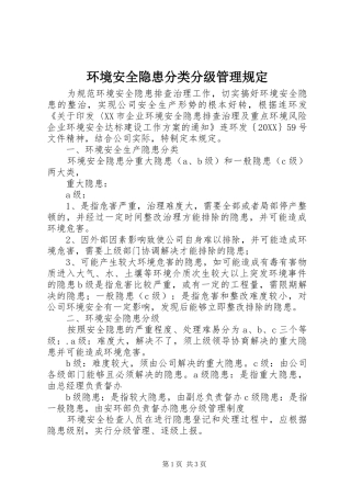 2024年环境安全隐患分类分级管理规定