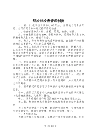 2024年纪检部检查管理制度