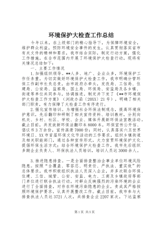 2024年环境保护大检查工作总结