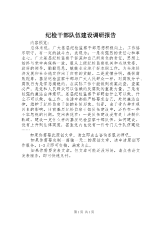 2024年纪检干部队伍建设调研报告