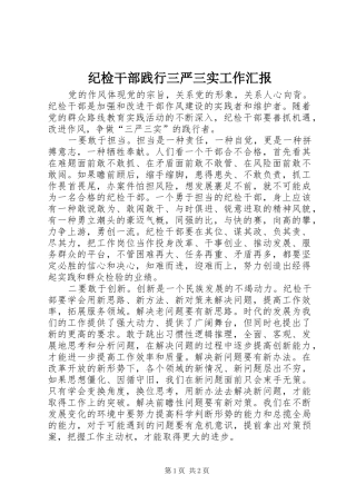 2024年纪检干部践行三严三实工作汇报