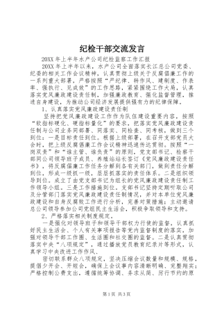 2024年纪检干部交流讲话