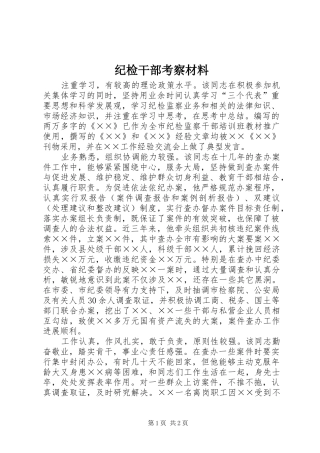 2024年纪检干部考察材料