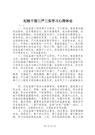 2024年纪检干部三严三实学习心得体会