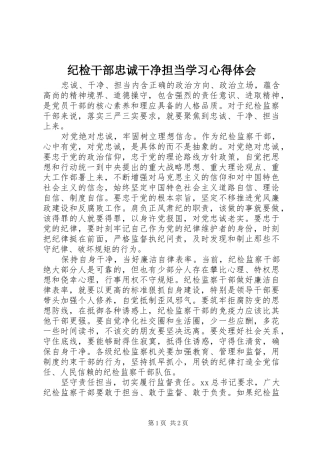 2024年纪检干部忠诚干净担当学习心得体会