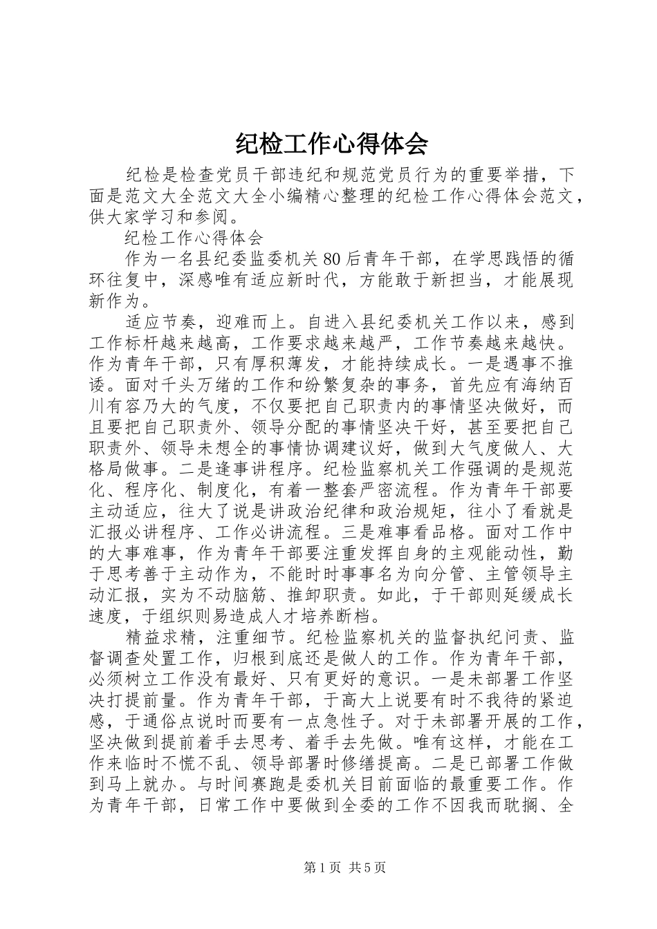 2024年纪检工作心得体会_第1页