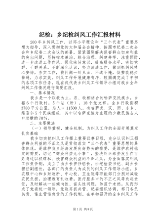 2024年纪检乡纪检纠风工作汇报材料