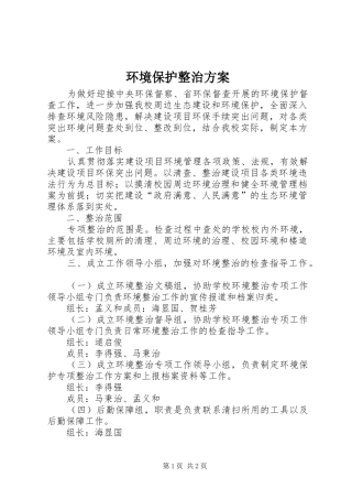 2024年环境保护整治方案