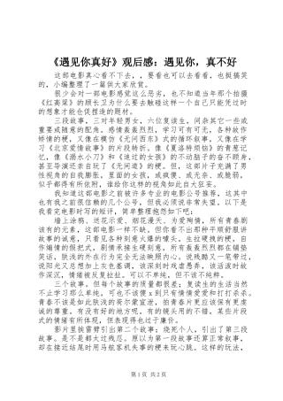 2024年遇见你真好观后感遇见你，真不好