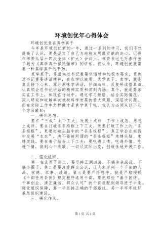 2024年环境创优年心得体会