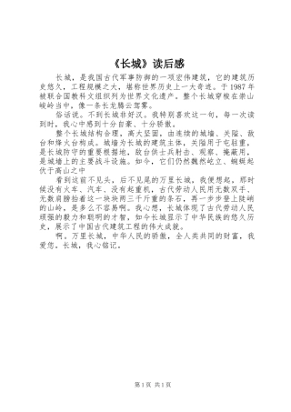 2024年长城读后感