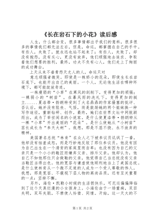 2024年长在岩石下的小花读后感