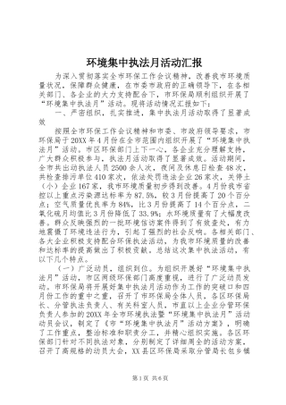 2024年环境集中执法月活动汇报