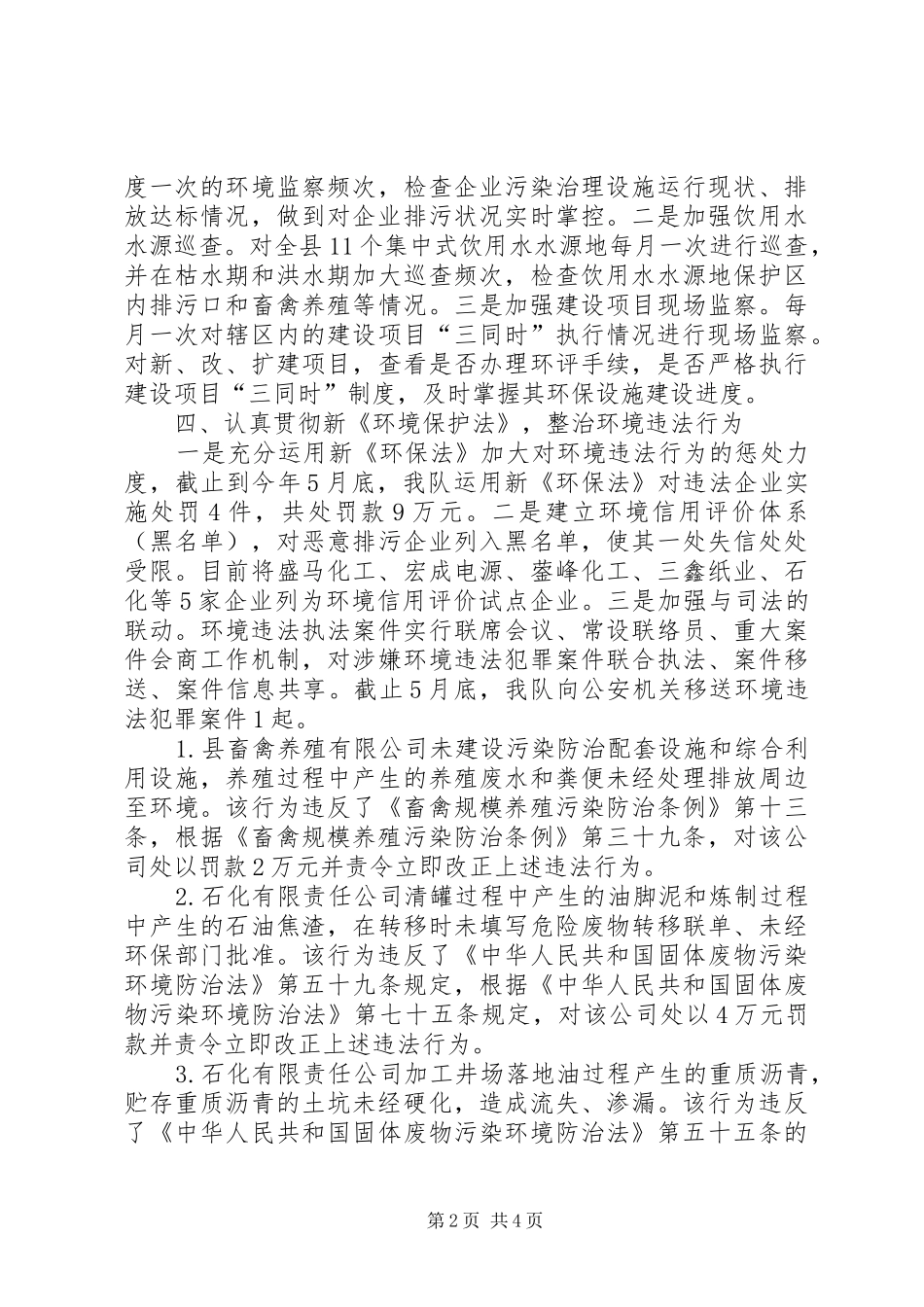 2024年环境监察大队半年工作总结_第2页