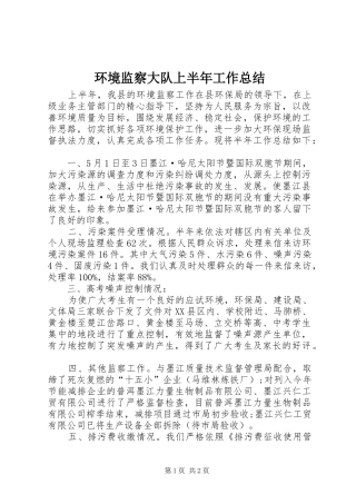 2024年环境监察大队上半年工作总结