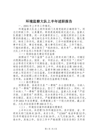 2024年环境监察大队上半年述职报告