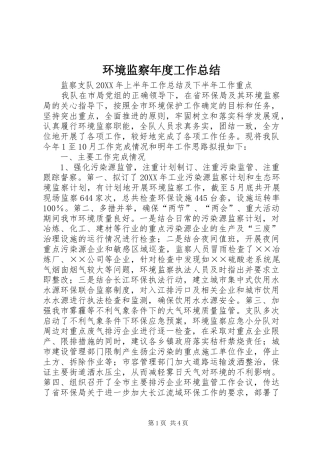2024年环境监察年度工作总结