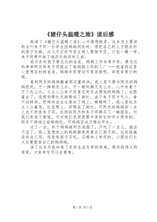 2024年猪仔头温暖之旅读后感