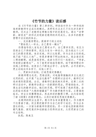 2024年竹节的力量读后感