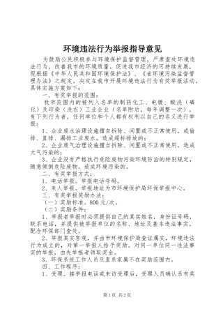 2024年环境违法行为举报指导意见