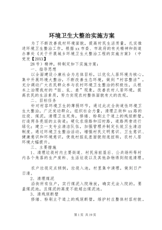 2024年环境卫生大整治实施方案