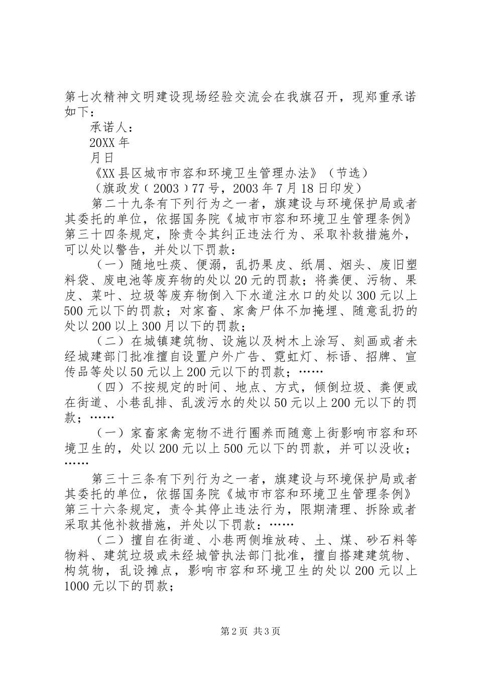 2024年环境卫生服务承诺书_第2页